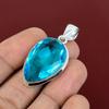 Faceted swiss blue topaz pendant natural gemstone jewelry designer pendant 925 sterling silver pendant handmade dainty pendant gifts for mom