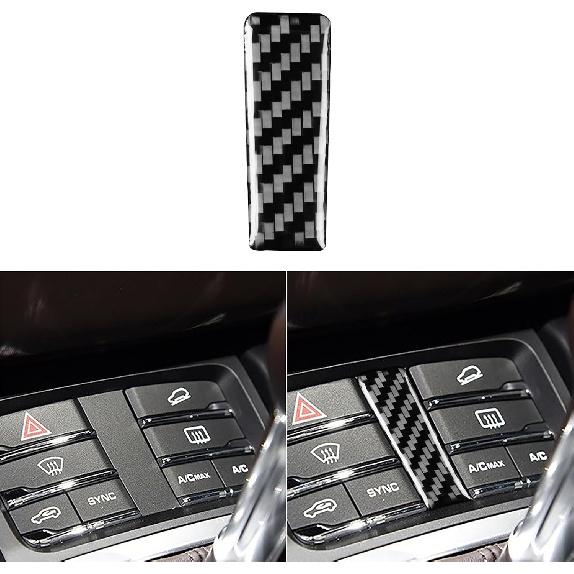 Real Premium Carbon Fiber Car Center Console Gear Shifter Electronic Handbrake Panel Cover Trim Soft Sticker Set Compatible with Porsche Macan