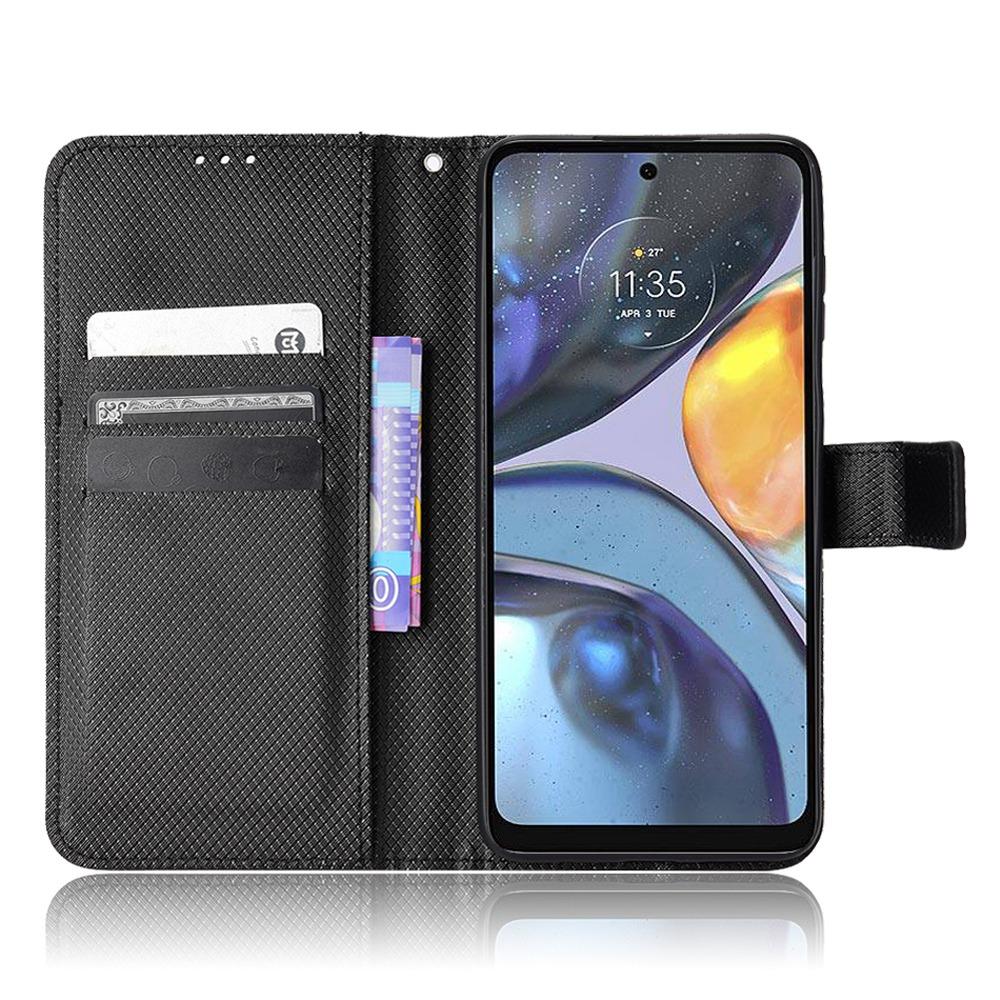 

For Motorola Moto G22 4G/Moto E32s 4G Diamond Texture PU Leather Protective Phone Case with Wallet Foldable Stand Black