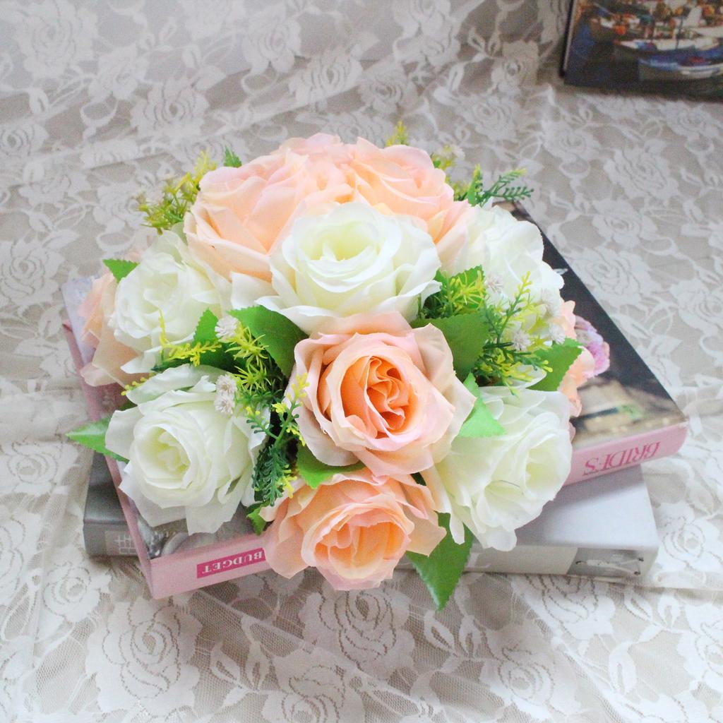 Künstliche Blumenkugel Realistisch 15 Köpfe Blumenkugel Arrangement für Hochzeitsmittelstück Dekoration