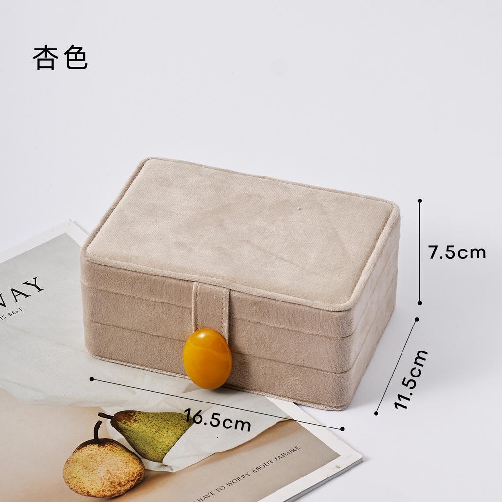 Natural Stone Double-Layer Velvet Jewelry Box for Earrings, Rings, Necklaces, and Travel Storage