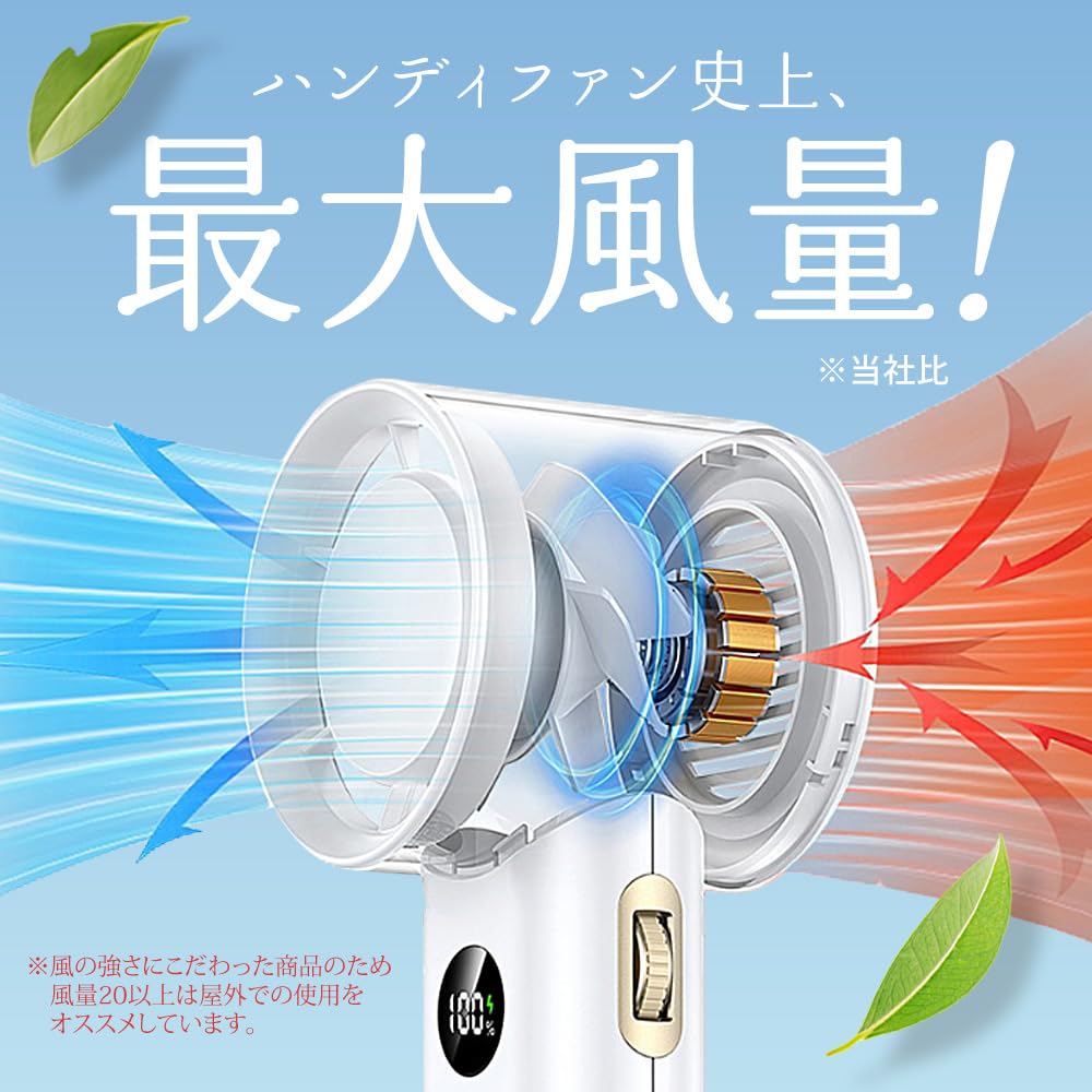 Smaly Super Airflow HANDY FAN Powerful Handy Fan Matte Beige Handheld Fan Handy Portable Fan 100 Levels of Airflow Adjustment Rechargeable Battery USB