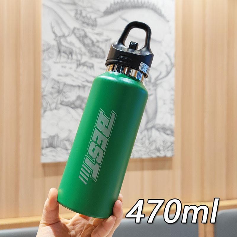 

Sports Insulated Water Bottle With Onepress Lid For Outdoor Fitness And Cycling 470ml зелений