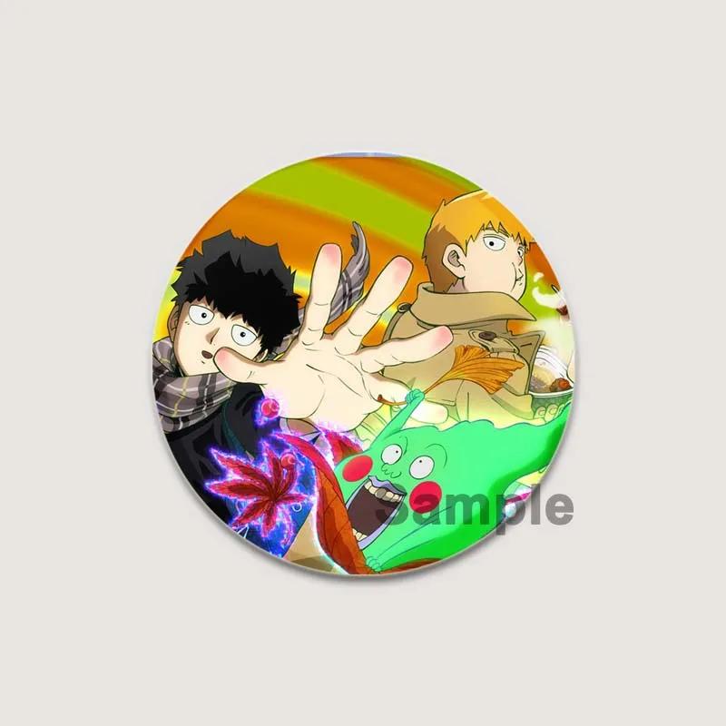 32/44/58mm Japanese Anime Mob Psycho 100 Badges On Backpack Accessories Lapel Pins Cartoon Brooches for Clothes Bag Decor Fans Gifts