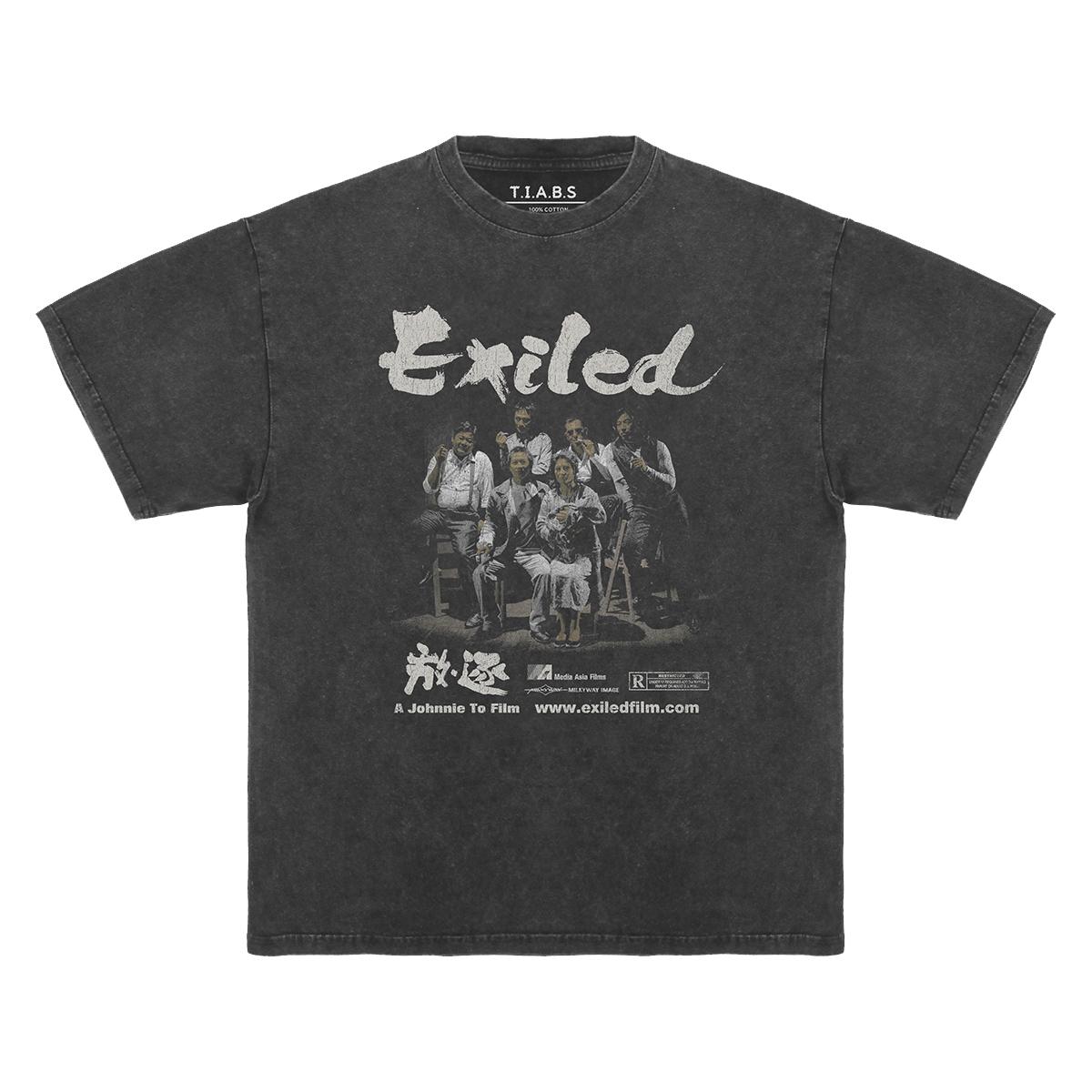

Exiled T Shirt Hong Kong Movie Johnnie To Francis Ng Bullet in the Head Washed Loose Drop Shoulder Mens Cotton Printed Shirts S
