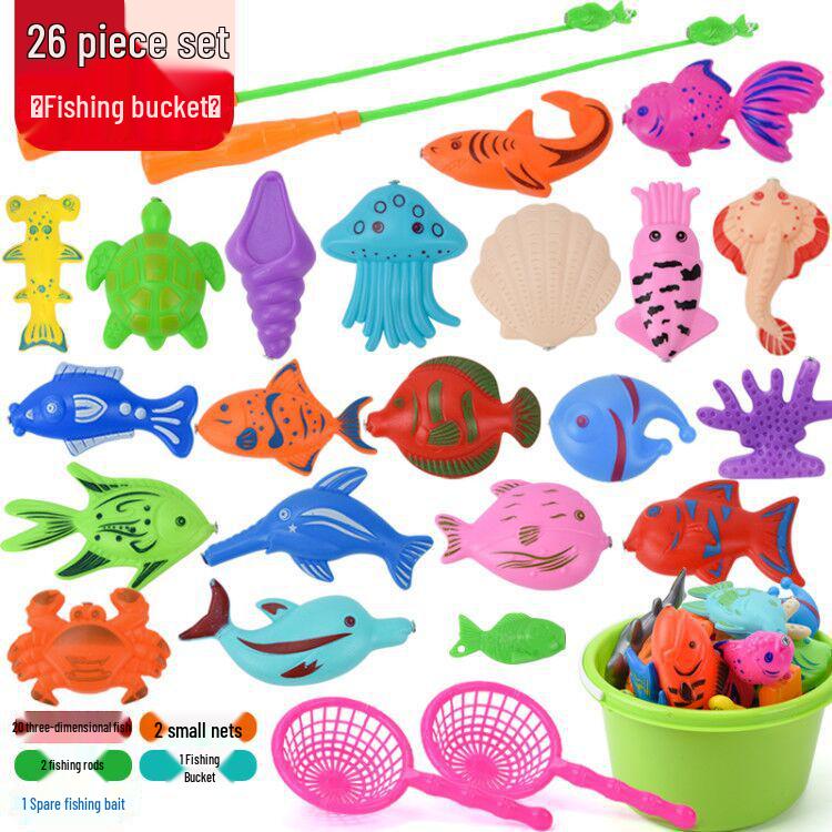 Free Shipping: Summer Sale Magnetic Fishing Toy Set for Kids - Water Play Pool with Baby Fish