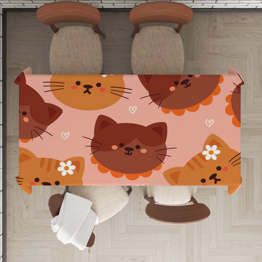 Cartoon Animal Print Durable Rectangle Tablecloth - Scratch-Resistant For Restaurants, Cafés & Service