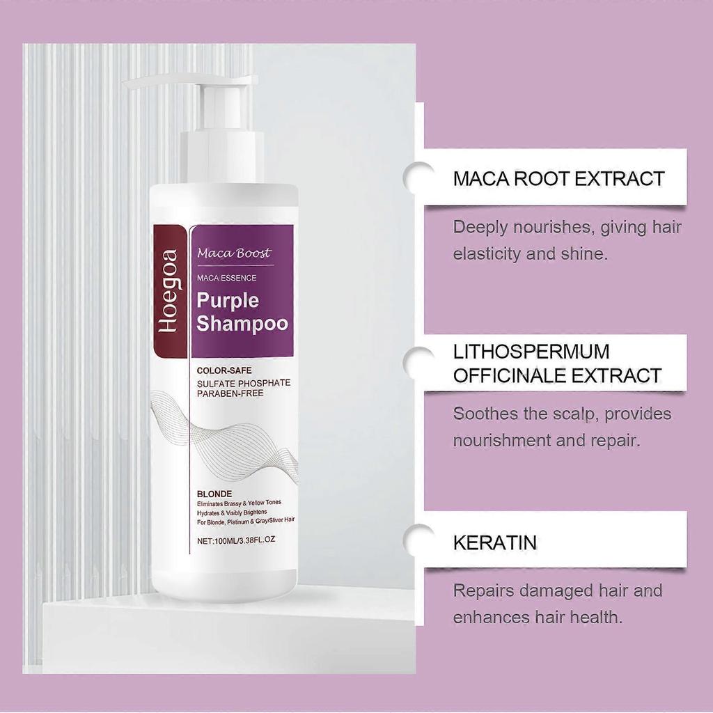 Maca Esence Fialová Vlasová Maska + Fialový Šampon Sada, Neutralizuje Měděné & Žluté Tóny pro Blond Stříbrné Šedé Melírované Vlasy, Kondicionér pro Péči o Barvu