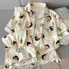 Korean Cloud Cotton Cartoon Couple Pajamas Set - Short Sleeve Cardigan & Shorts