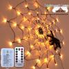 Halloween LED Pumpkin Lantern & Witch Hat Chandelier with Ghost Hanging Lights - Horror Atmosphere Colored String Lights