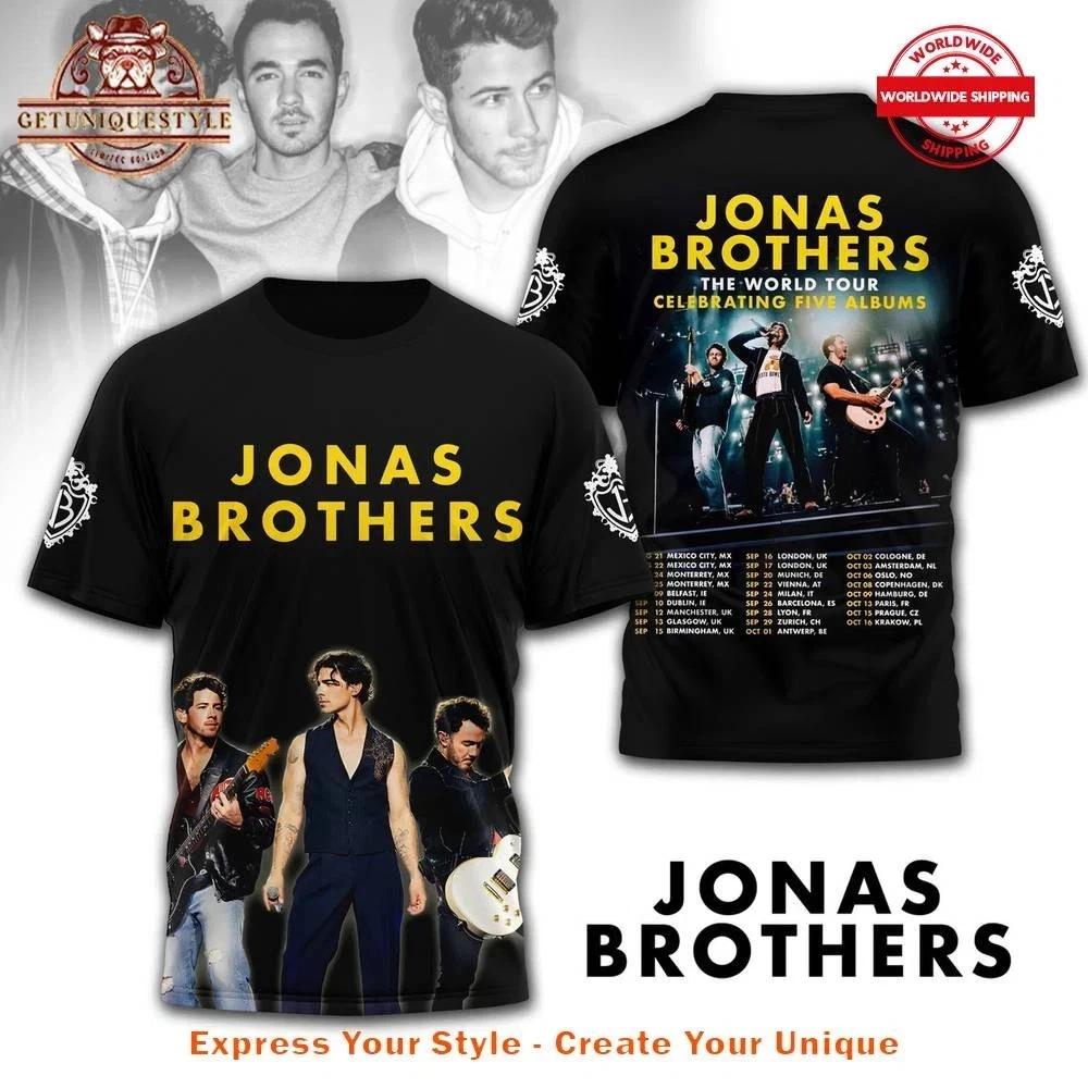 Jonas Brothers The World Tour Celebration Five Albums 3D T-Shirt M764 M
