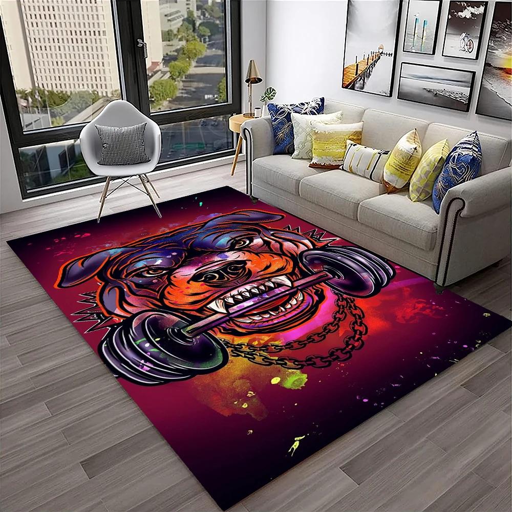 French Pit Bull Dog Pet Cartoon Carpet Rug for Home Living Room Bedroom Sofa Doormat Decor,kids Play Area Rug Non-slip Floor Mat