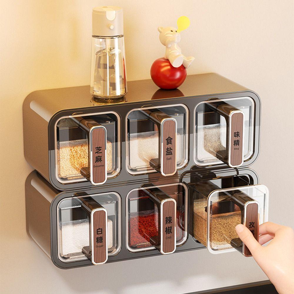 Sealed Spice Storage Rack No Punch Spice Storage Container  Kitchen Accessories