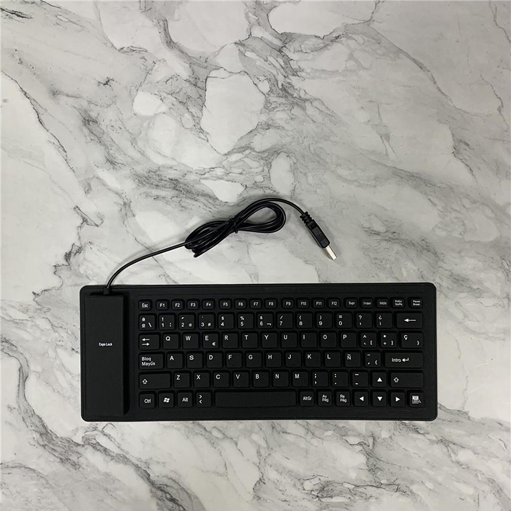 84 Keys Spanish USB Wired Silicone Keyboard Foldable Soft Silicone Waterproof Dustproof Keyboard for Desktop Computer