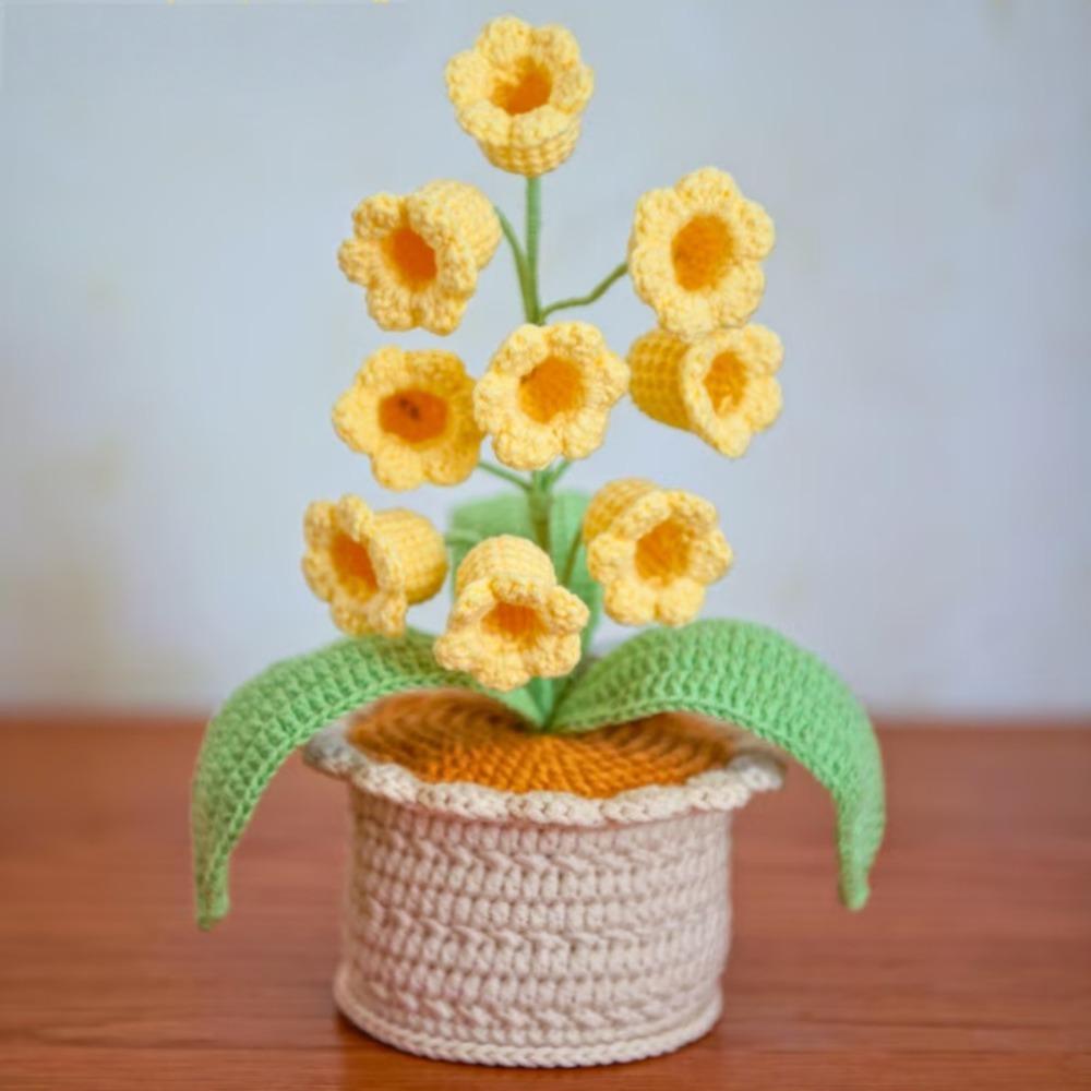 Knitting Wool Lily of The Valley Lamp Artificial Flowers 9 Glowing Crochet Artificial Flowers Handmade Crochet Orchid Gift