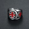 Men's Rings Black Red Color Stainless Steel Red Armor Shield Knight Templar Crusader Cross Ring Punk Jewelry