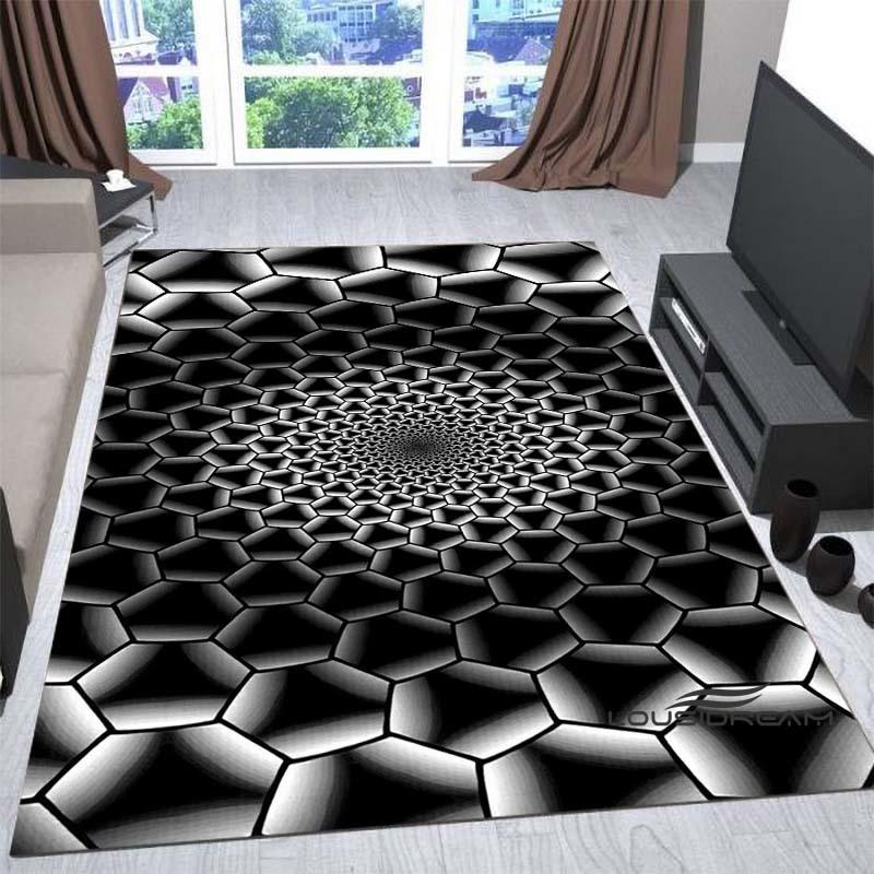 New3D Vortex Illusion Rug for Living Room, Home Decor, Sofa Table Large Area Rugs, Bedside Foot Mat Bedroom, Non-Slip Doormat