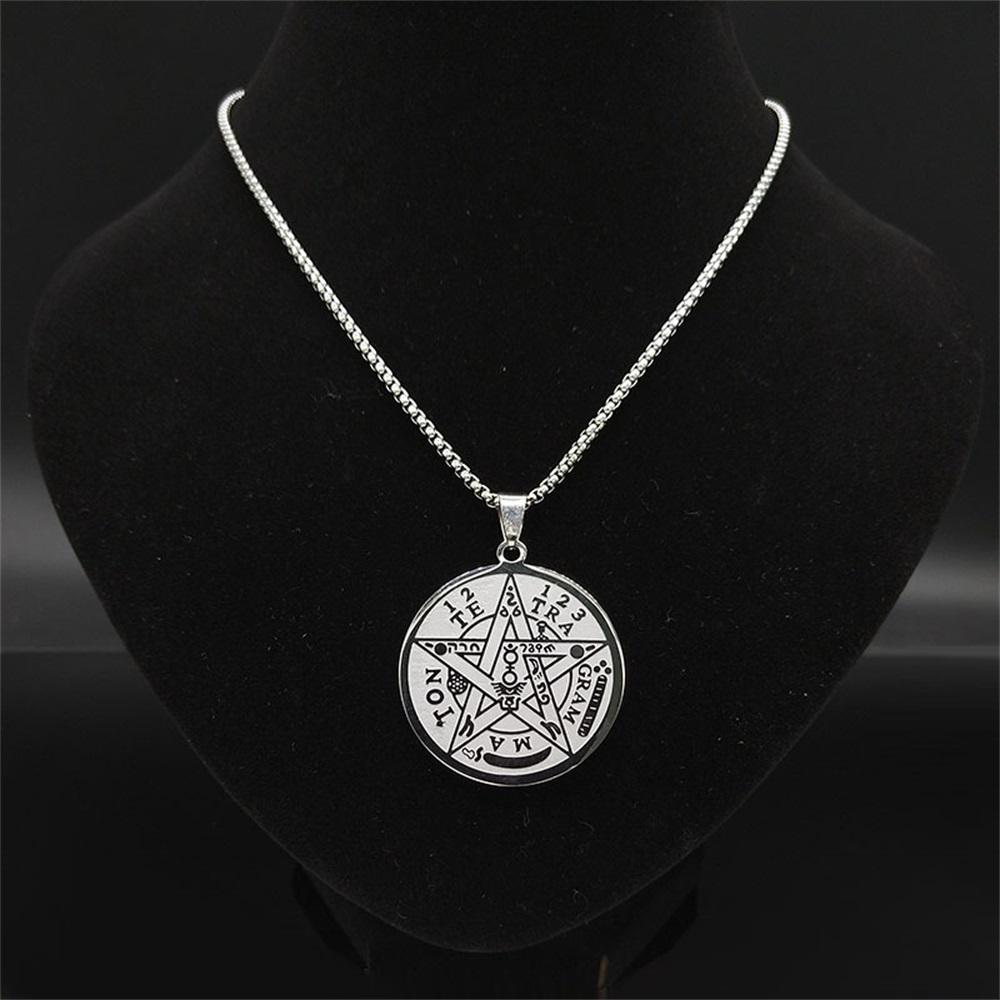 Witch Pentagram Necklace - Stainless Steel Pendant, 50cm Chain, Never Fade, For Women & Men - View #5