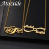Atoztide Personalized Custom Name Necklace for Women Men Unlimited Heart Pendant Stainless Steel Choker Link Chain Jewelry Gifts