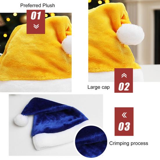 Plush Xmas Hat Soft Comfortable Vibrant Color Christmas Hat Festival Decor