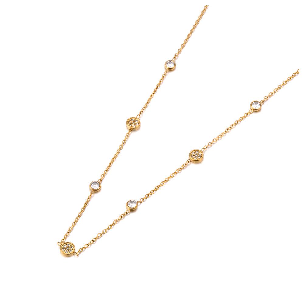 

AENINE Exquisite Cubic Zirconia Crystal Pendant Necklace for Women Stainless Steel Daily Fashion Jewelry AN25006