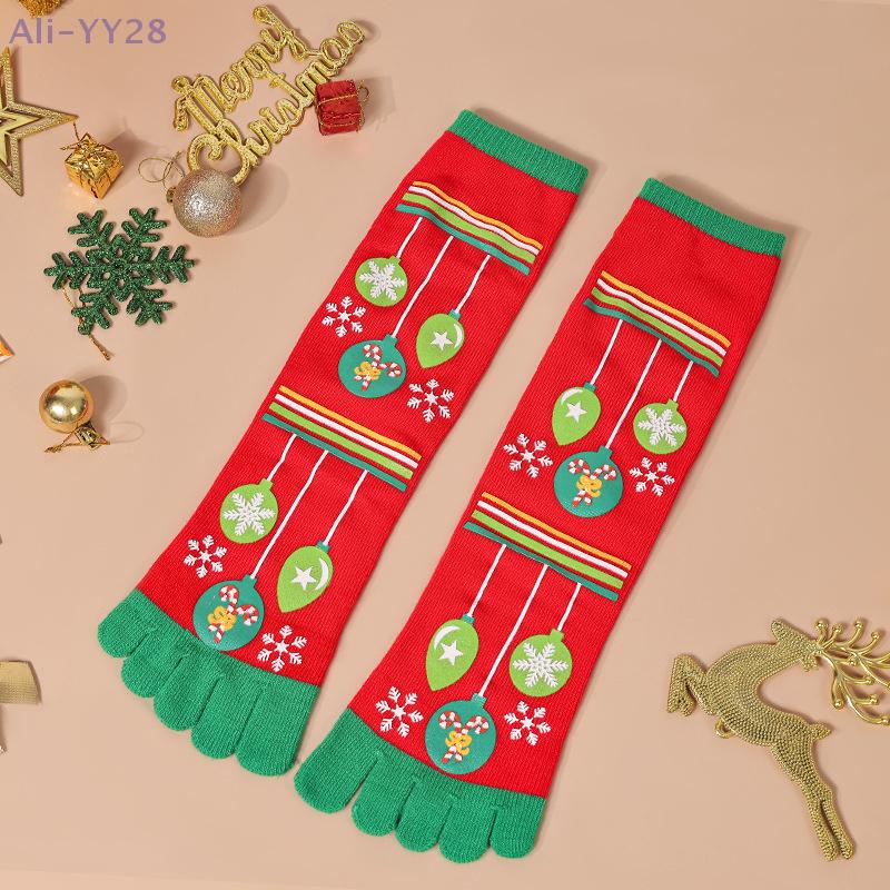 {YY28} Novelty Christmas Toe Socks Cartoon Funny Split Toe Socks Cotton Warm Sweat Absorbing Stockings Holiday Gift