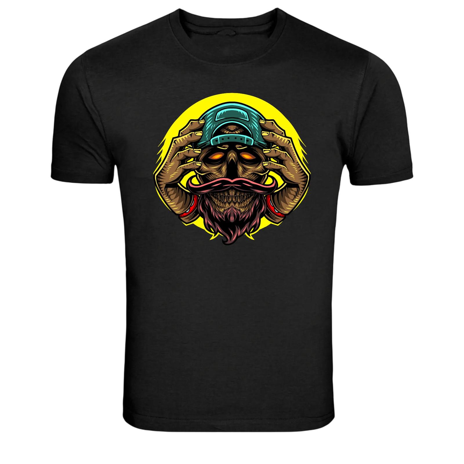 Skull With Cap Street Style Graphic T Shirt Horror Punk Tee S