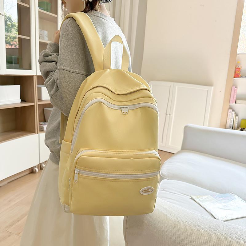 Student Schoolbag Solid Color Women's Backpack College Style Large Capacity Backpack