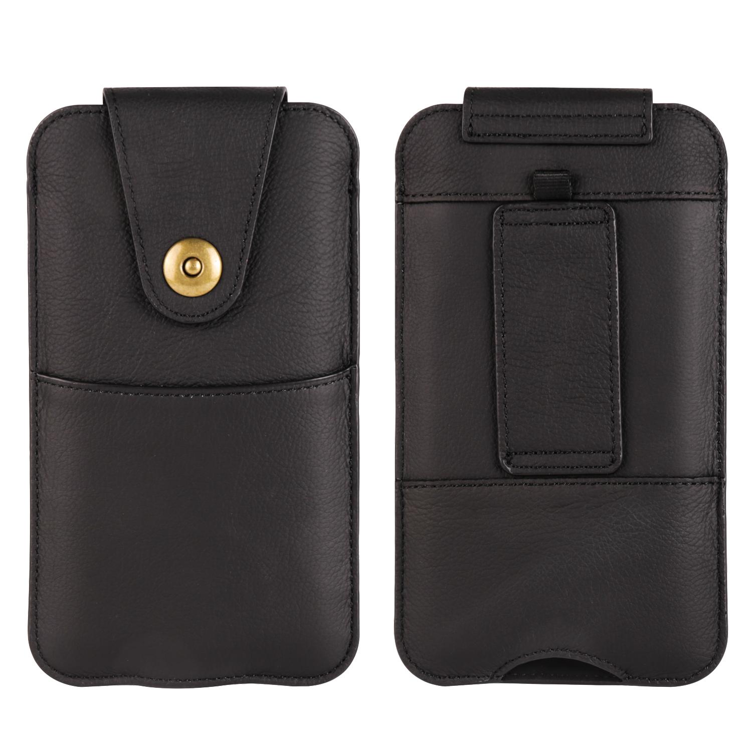 

Універсальний чохол-чохол для мобільного телефону з натуральної шкіри корови для iPhone 16 15 13 Pro Max Samsung S25 S24 S23 S22 Redmi Чоловіча поясна сумка-чохол-чохол M(6.7 Inch) чорний