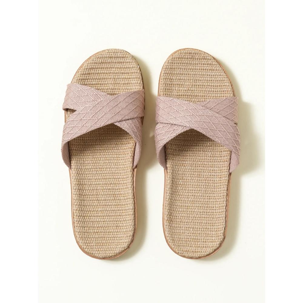 Daiso Oblique Linen Slippers 240 Mm