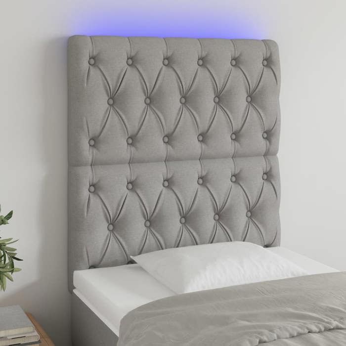VidaXL LED Headboard Bedroom Furniture Single Bed Accessory Headboard Bed Frame Interior Light Grey 3122734