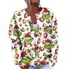 Women's Fashion Christmas Printed Long Sleeve Knitted Cardigan Button Down Jacket