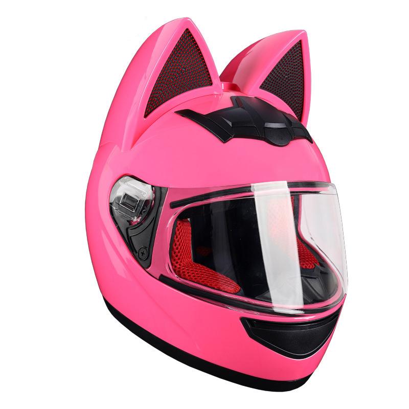 Electric Motorbike Helmet Female Cat Ear Full Helmet Summer Bluetooth Motorbike Full Helmet