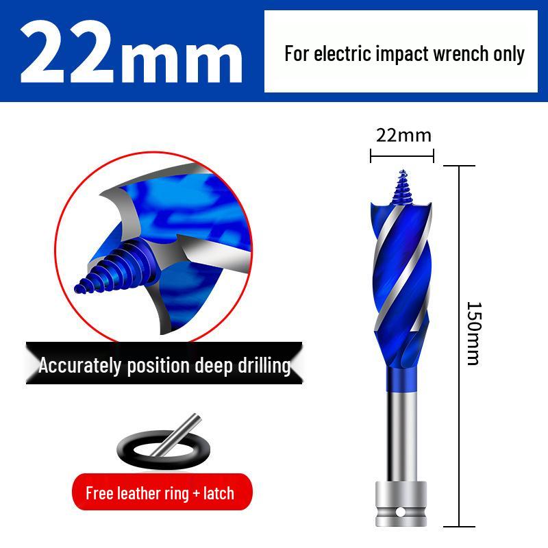 High Hardness Electric Wrench Drill Bit for Woodworking - Four-Flute, Four-Edge Wood Board Hole Enlarger