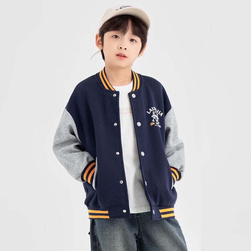 Duoduojia Boys' Color Block Cartoon Baseball Jacket