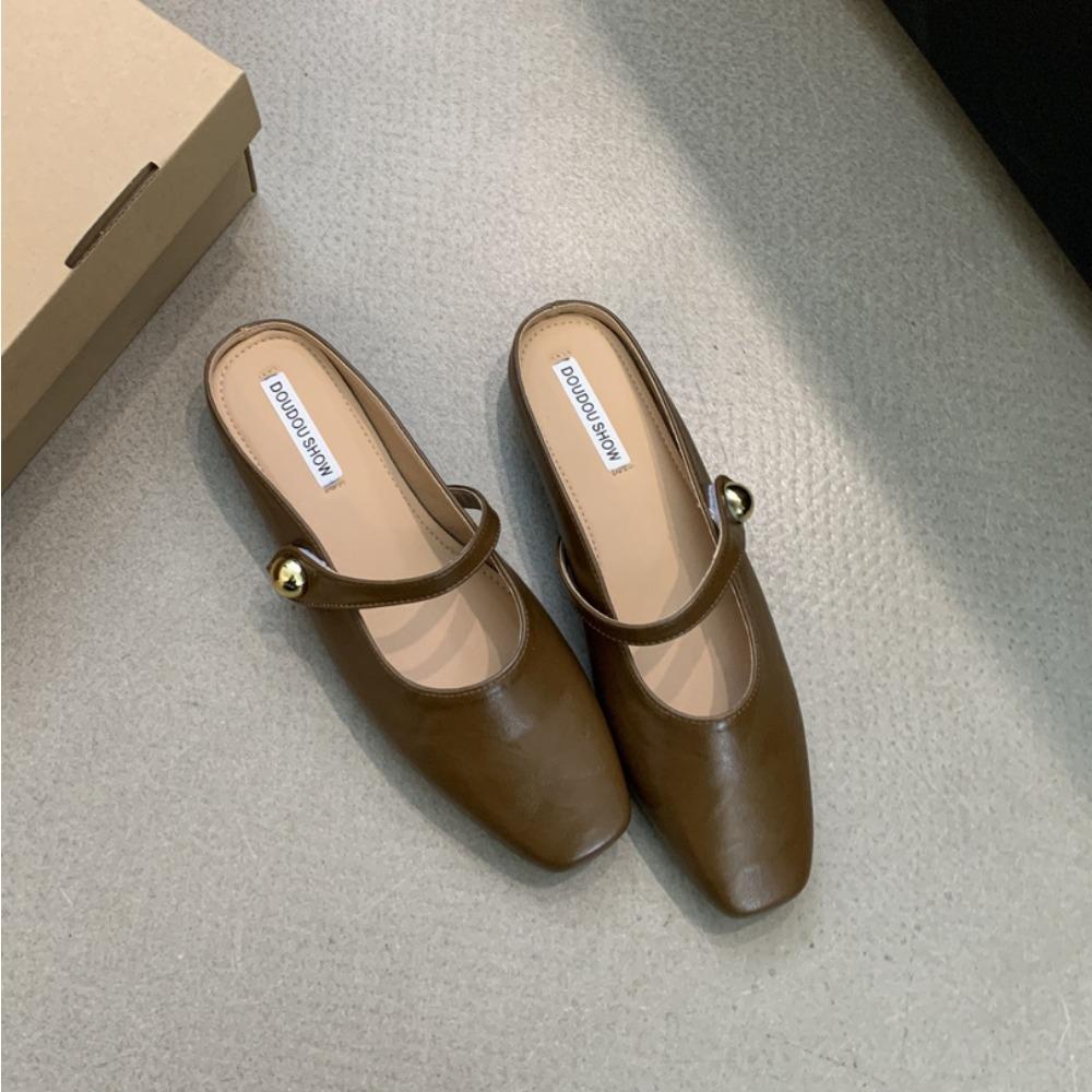 Fashion Baotou Slippers for Women's 2025 French Style Sandals for Wearing Flat Bottomed Buckle Single Shoes Soft Soled Slippers Womens