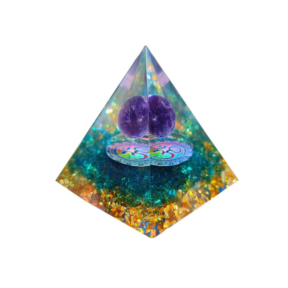 Energy Generator Orgone Pyramid Amethyst Peridot Healing Natural Crystal Reiki Chakra Generator Orgonite Pyramid Meditation Tool