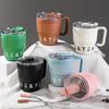 Straw Covered Coffee Cup 480ml Stainless Steel Insulated Cup Hot Beverage Cup Milk Cup Afternoon Tea Cup Office Portable Bottle
