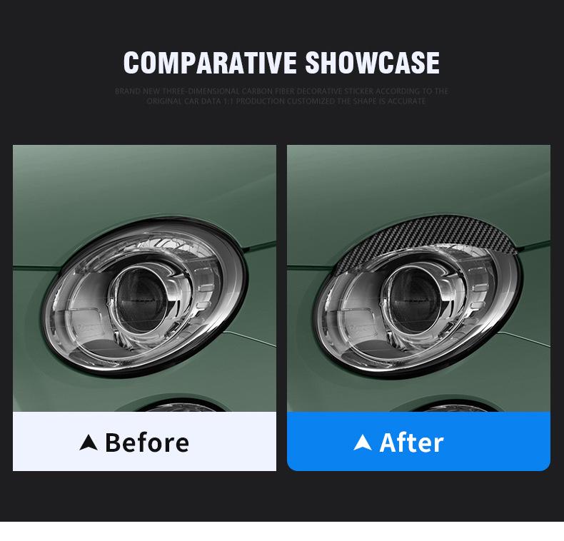 Fiat 500 Kohlefaser Scheinwerfer-Augenbrauen-Aufkleber