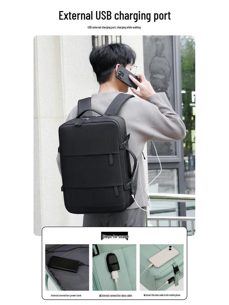 High-End Waterproof Backpack: Women's Leisure Travel, Men's Wet/Dry Separation, Large Capacity Schoolbag, Laptop Compatible.