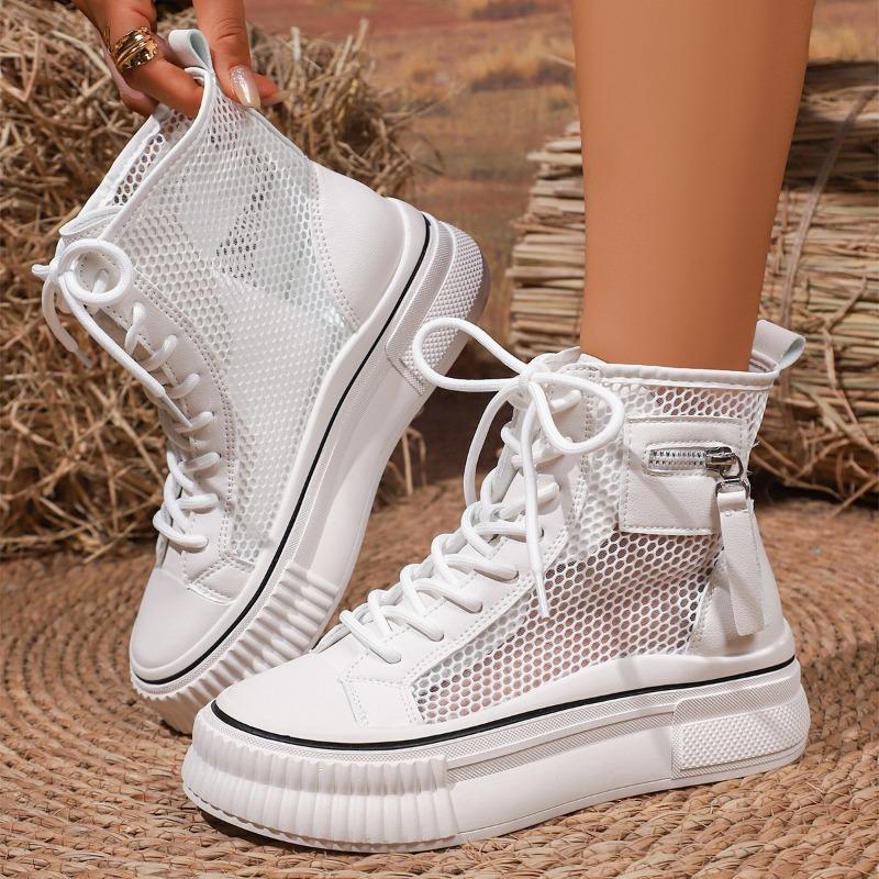 Fashion 2025 New Summer Thin Cold Boots Mid-tube Women's Breathable Boots Skinny Hollow Mesh Boots