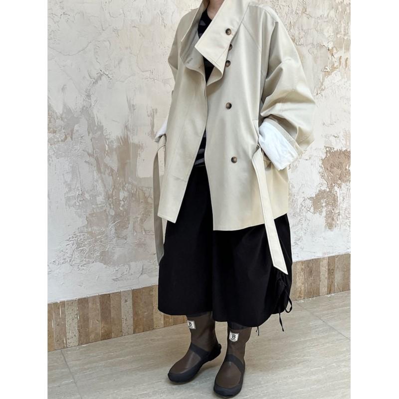 Johnature Autumn Solid Color Stand-up Collar Cropped Trench Coat Jacket Women Lace-up Fashion Korean Coats