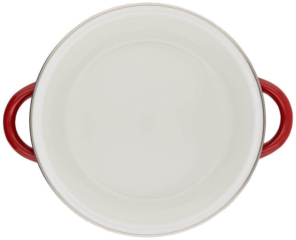 Bestco Glossy 20cm Enamel Casserole with Glass Lid, Induction Cooking Compatible, Red, ND-4443