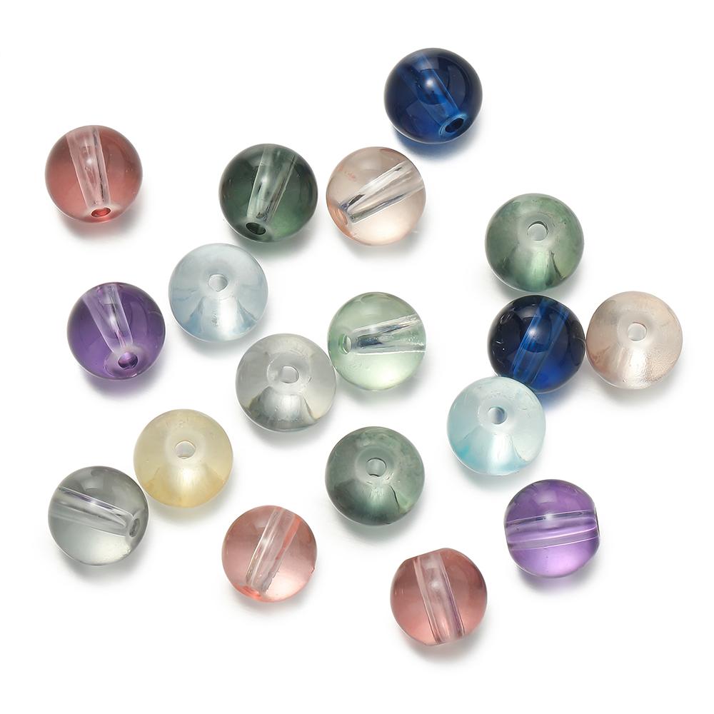 50pcs 8/10mm Transparent Glass Round Beads Colorful Spacer Loose Beads for DIY Bracelet Necklace Jewelry Making Accessories