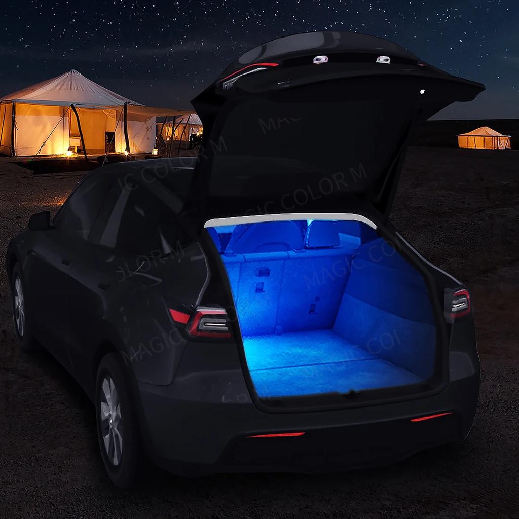 For Tesla Model 3 Y S X Car Footwell Light LED Atmosphere RGB APP Interior Floor Door Puddle Trunk Decorative Lamps Accessories