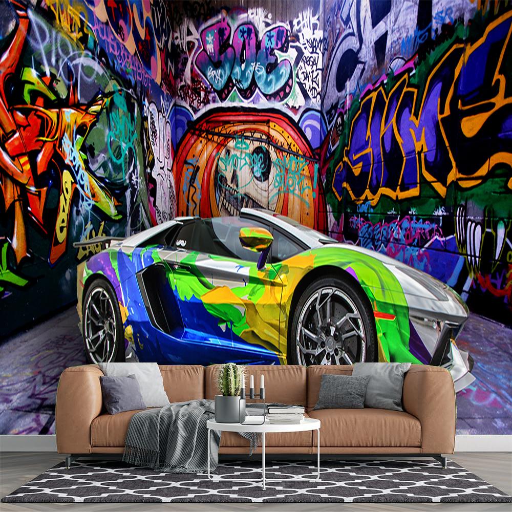 

3d Креативный Крутой Граффити Настенный Мурал Обои Спорткар Гостиная Спальня Фон Граффити Муралы 200 cm(W) x 140 cm(H)