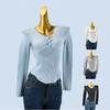 Pure Desire Pleating V-neck Buttons Waist Trimming Short Knitwear Female Autumn Retro Silm Slim Looking Thread Sweater Top