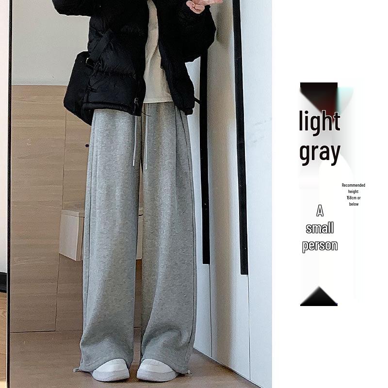 2024 Women's White-Gray High-Waisted Loose Casual Straight-Leg Sweatpants