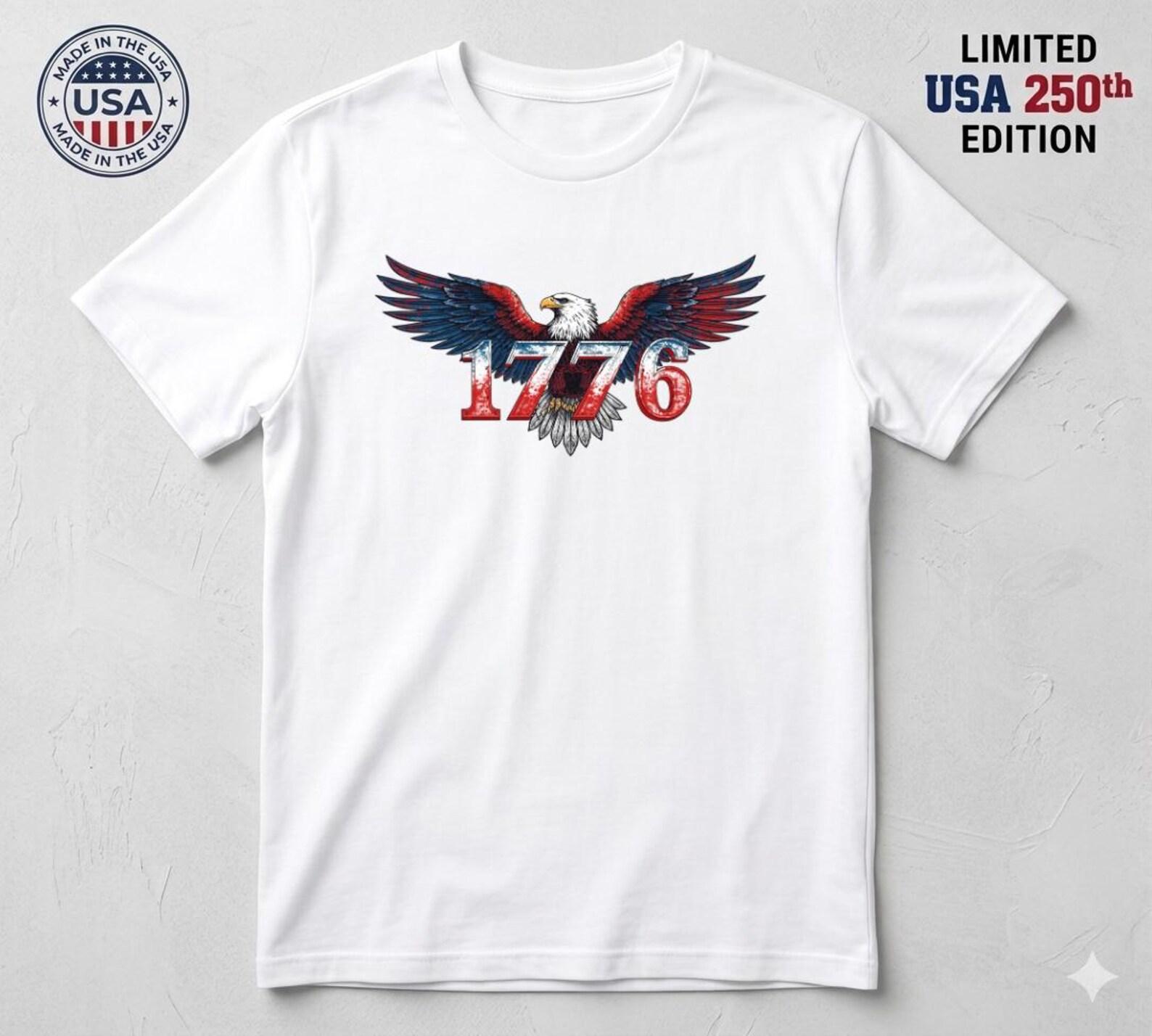 1776 American Eagle Shirt, USA 250th Anniversary Patriotic Tee XL