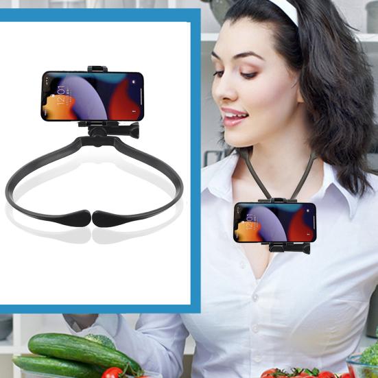 Handyhalter Nackenhalter 360 Grad drehbarer Ständer Freisprech-Handyhalter Universal Tragbares Stativ für Handy